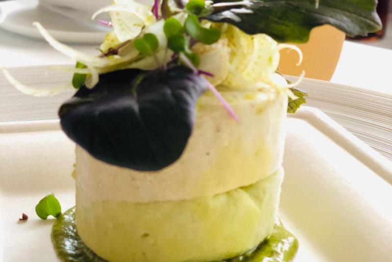 Bavarois de fenouil et courgette, pesto de cresson