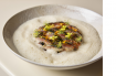 Maquereau en feuille à feuille, risotto de lentilles du Gers, écume de coquillages
